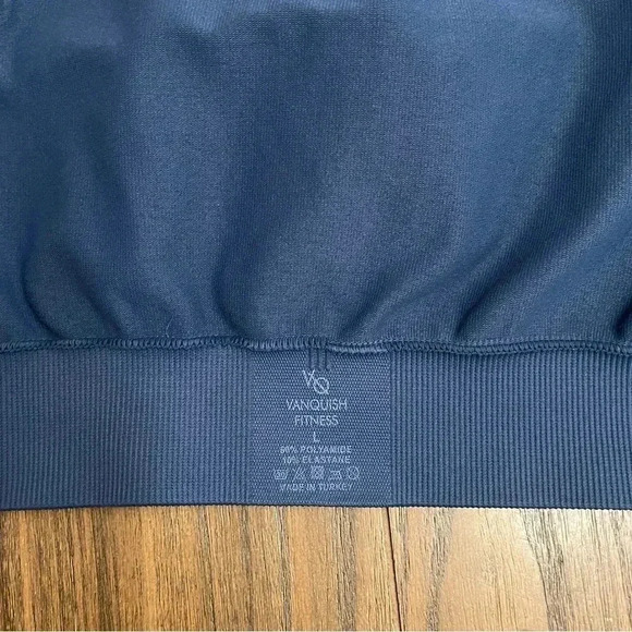 Vanquish Fitness Blue 1/4 Zip Workout Active Sleeveless Crop Top Women’s Size L - Picture 4 of 9